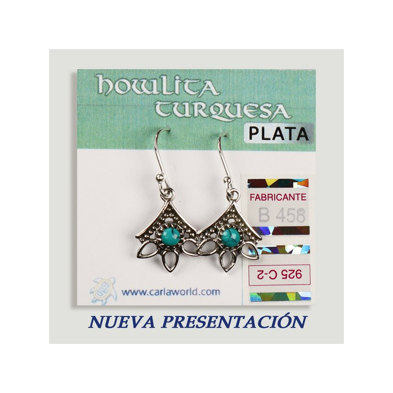 Brincos de prata. Turquesa. 3 pétalas com cabochão. Brincos de prata. Turquesa. 3 pétalas com cabochão.