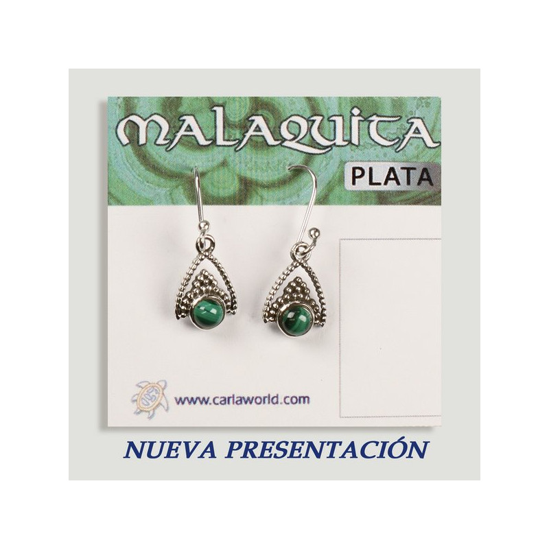 SILVER earrings. Malachite. Triangle with cabochon. SILVER earrings. Malachite. Triangle with cabochon.