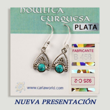 SILVER earrings. Turquoise. Triangle with cabochon.