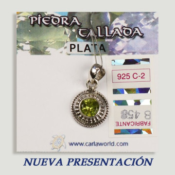 Colgante PLATA. Peridoto tallada. 