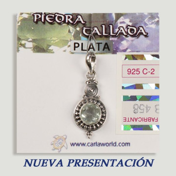 Colgante PLATA. Topacio azul con espiral. 