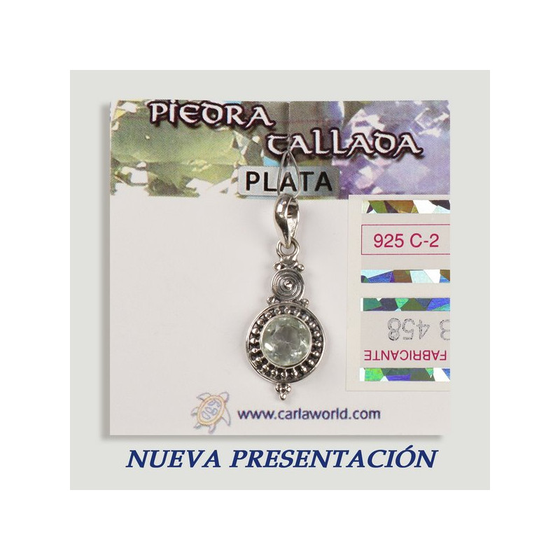 Colgante PLATA. Topacio azul con espiral. Colgante PLATA. Topacio azul con espiral.