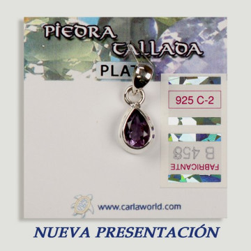 SILVER pendant. carved amethyst. Teardrop shapes.