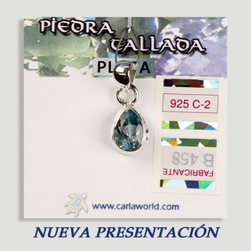 SILVER pendant. Cut blue topaz. Teardrop shapes.