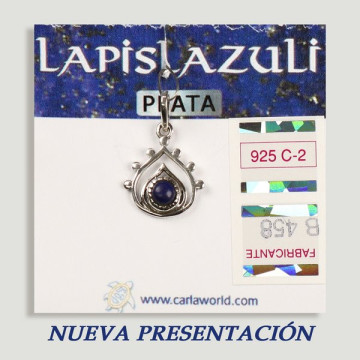 Pendentif en ARGENT. Lapis lazuli. Larme avec cabochon.