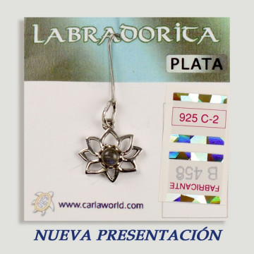 SILVER pendant. labradorite. Flower with cabochon.