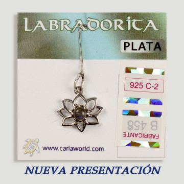 Colgante PLATA. Labradorita. Flor con cabujón. 