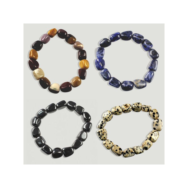 RUEDA 01. Pulsera elástica rodados. Minerales surtidos RUEDA 01. Pulsera elástica rodados. Minerales surtidos