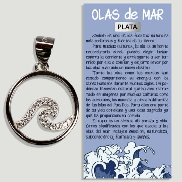 VAGUE. Pendentif en ARGENT avec zircons. 19 mm.