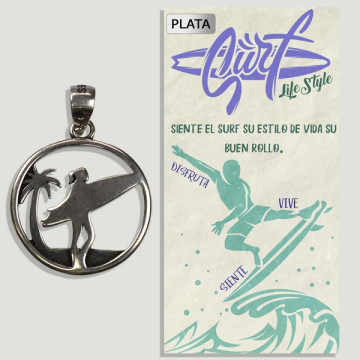 LE SURF. Pendentif en ARGENT. 15 mm.