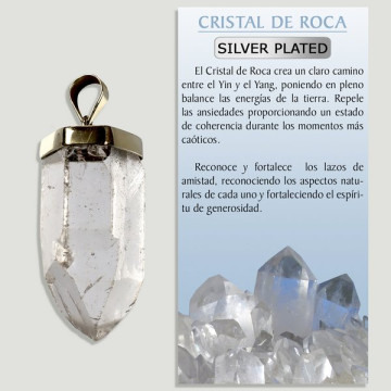 CUARZO CRISTAL. Colgante Silver plated. 