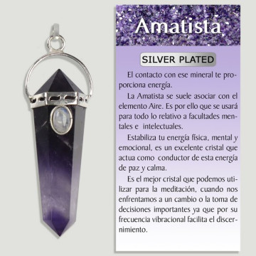 Cabochon AMETHYSTE et PIERRE DE LUNE. Pendentif ARGENT