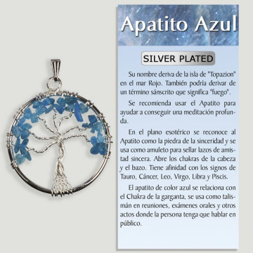 APATATE NÉON. Pendentif arbre de vie en métal argenté. 3,5 cm.