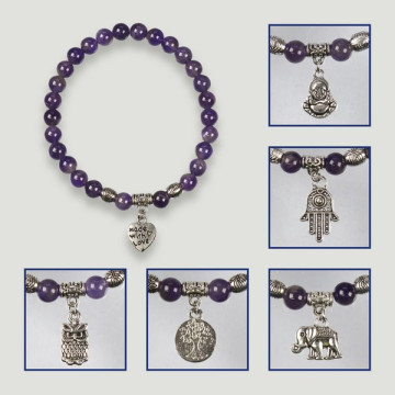 REPLACEMENT. 6mm ball and bead bracelet. Amethyst.