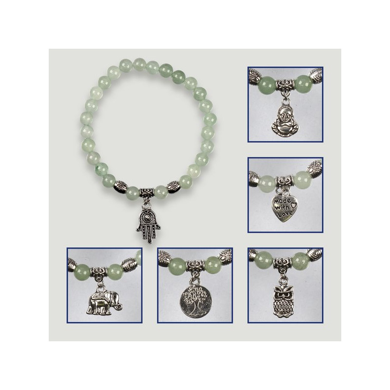 REPLACEMENT. 6mm ball and bead bracelet. Green aventurine.
