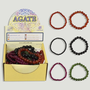 BRACELET. Agate ball elastic bracelet. Assorted sizes/colors.