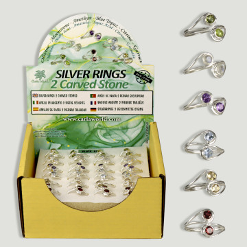 RING. Anillo plata 2 piedras talladas surtidas.