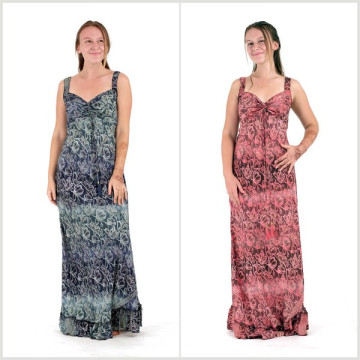 Long polyester dress (Silk effect).