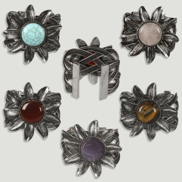 Bracelet rigide. Modèle SOLEIL. Minéraux variés.