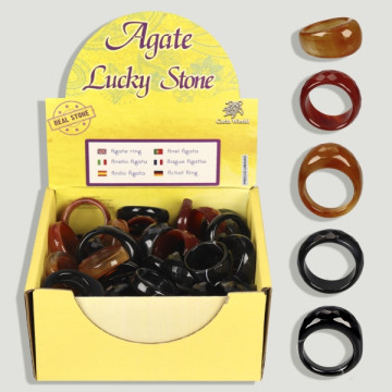 AGATE – LUCKY STONE. Bague à facettes assorties.