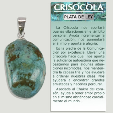 CHRYSOCOLA. SILVER pendant rolled