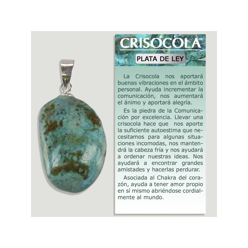 CHRYSOCOLA. SILVER pendant rolled