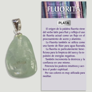 FLUORITA. Colgante PLATA rodado