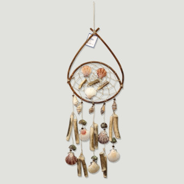 Mobile teardrop wood, rope and shells. 23x60cm approx.
