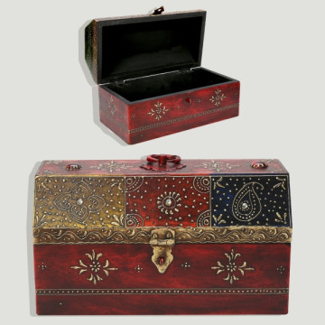 Tronco retangular de madeira com hena. 26x14cm