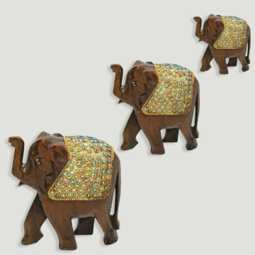 Set 3 wooden elephants with...