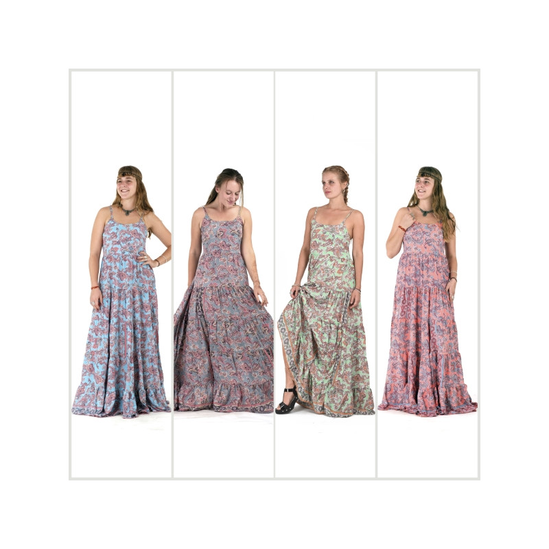 Vestido largo poliéster (efecto seda). Vestido largo poliéster (efecto seda).