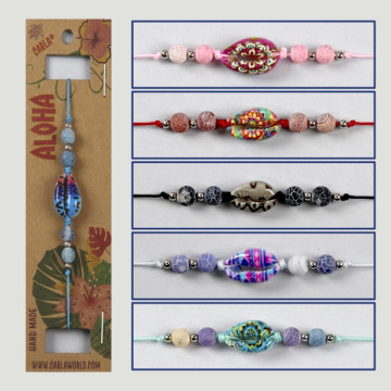 Hook 56. Adjustable mineral/shell bracelets.