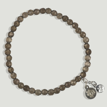 FOREST silver bracelet. Smoky quartz and beads. 4mm.