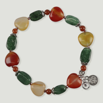 Bracelet FOREST en argent. Coeur en jade et aventurine orange.