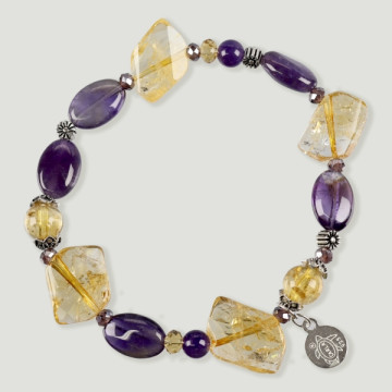 FOREST silver bracelet. Citrine and Amethyst.
