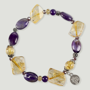 Bracelet FOREST en argent. Citrine et Améthyste.