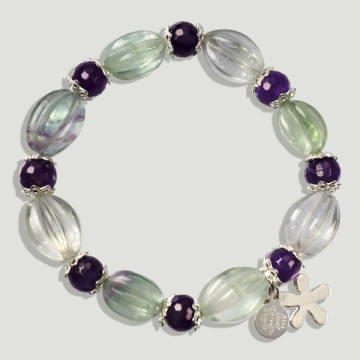 FOREST silver bracelet. Florita, Amethyst and flower bead.