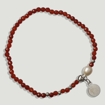 FOREST silver bracelet. Carnelian and Pearl.