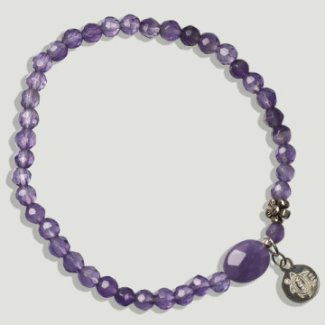 FOREST silver bracelet. Amethyst ball + 1 Oval.