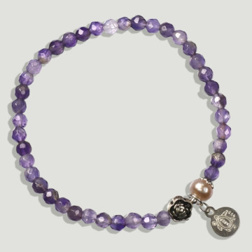 FOREST silver bracelet. Amethyst and Pearl.