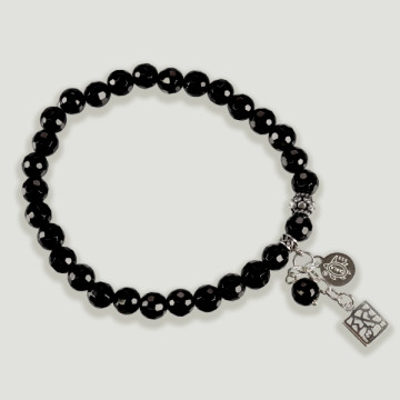 SKADE Silver Bracelet. Beaded Onyx