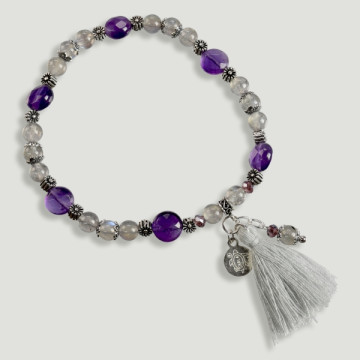 SKADE Silver Bracelet. Labradorite and Amethyst.