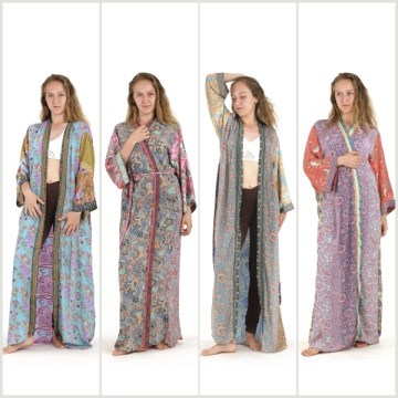 Kimono largo poliéster (efecto seda).