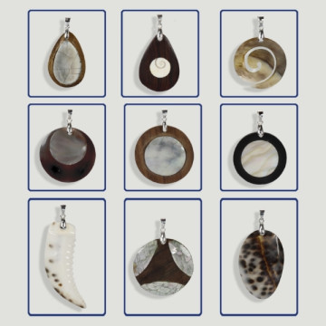 Assorted shell/mother-of-pearl silver pendant.