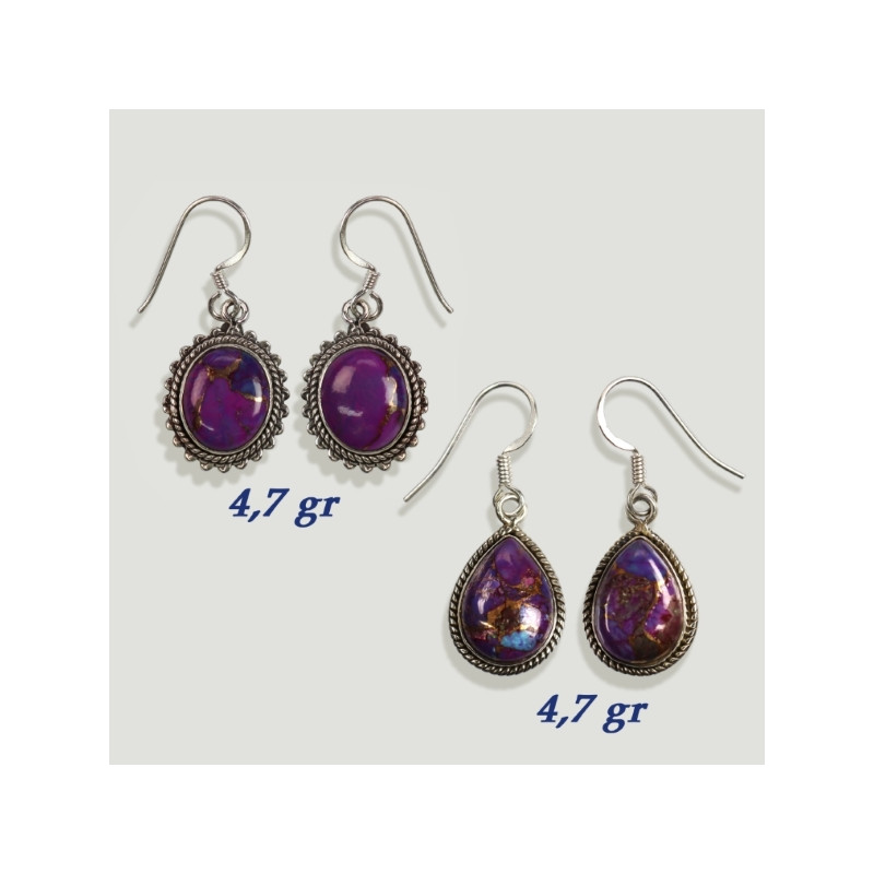 Brincos cabochão de prata turquesa com pirita lilás. A partir de 3gr. (PREÇO POR GRAMA) Brincos cabochão de prata turquesa com pirita lilás. A partir de 3gr. (PREÇO POR GRAMA)