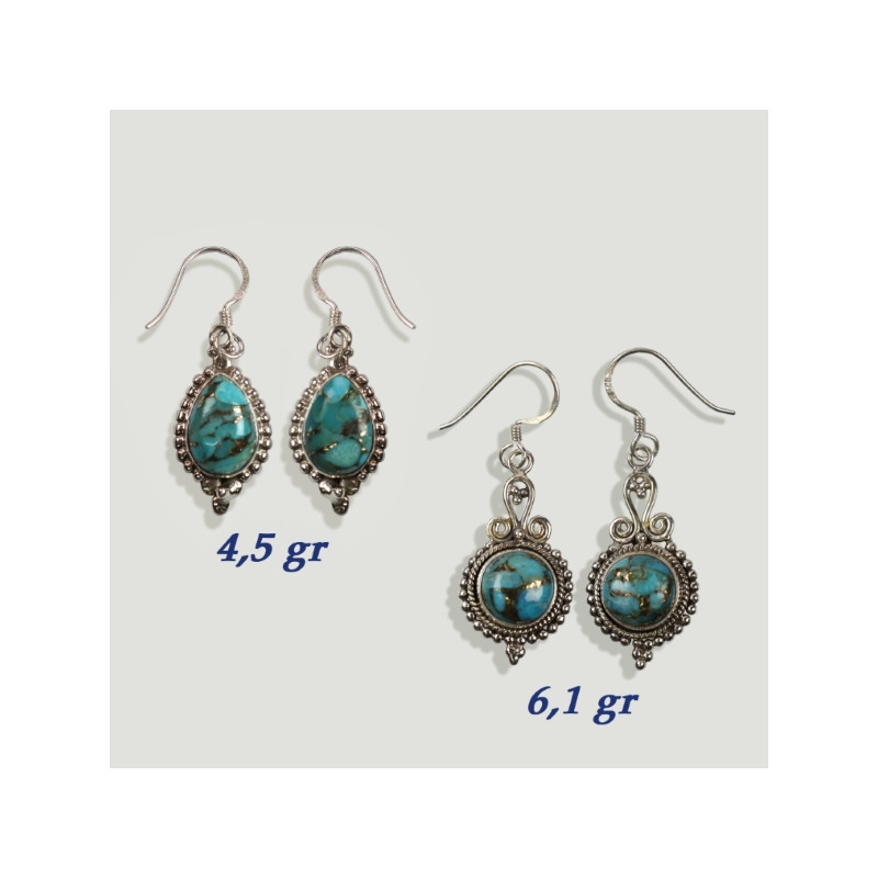 Turquoise Silver cabochon earrings with light blue Pyrite. From 3gr. (PRICE PER GRAM) Turquoise Silver cabochon earrings with light blue Pyrite. From 3gr. (PRICE PER GRAM)
