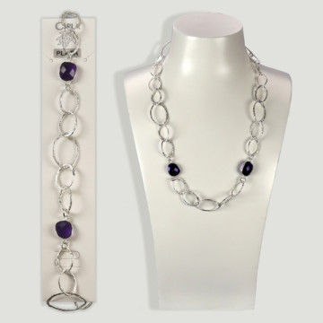 Silver chain 45cm approx. Amethyst. Model 07