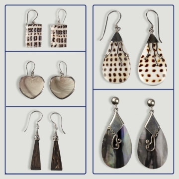 Boucles d'oreilles en argent coquillage/nacre assorties.