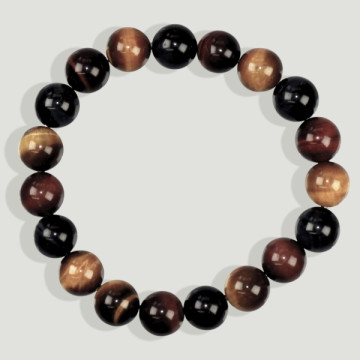 Mixed tiger eye. Ball elastic bracelet. 10mm.