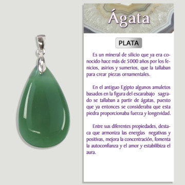 AGATE VERTE. Pendentif en argent. Formes assorties.